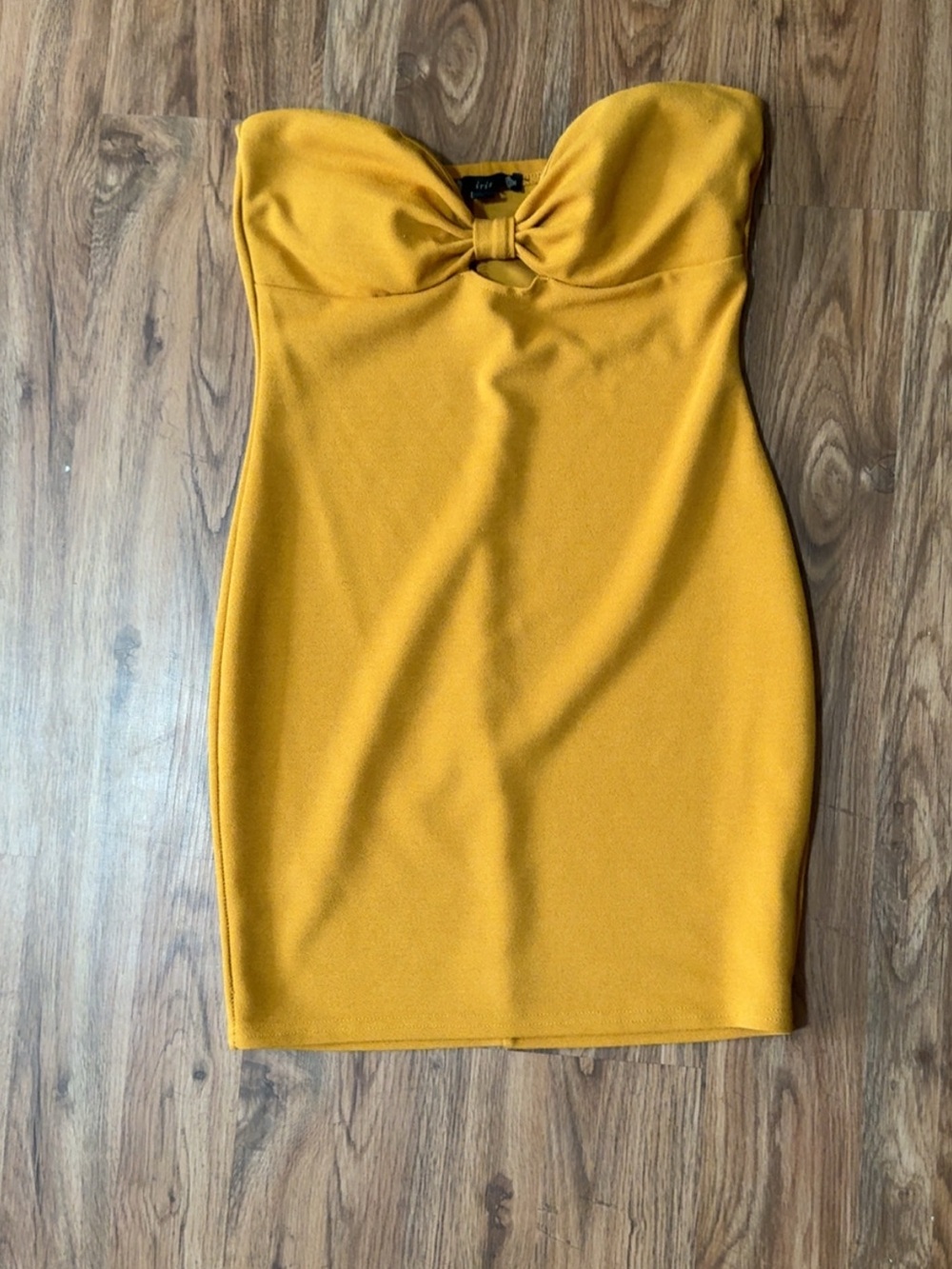 Strapless Mustard Bodycon Dress - iris